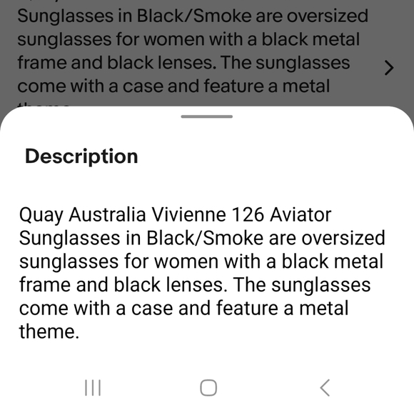 Quay Australia Vivienne 126 Aviator Sunglasses in Black/Smoke With Case - Picture 3 of 3